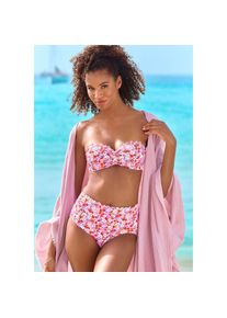 Lascana , Bügel-Bandeau-Bikini-Top »Jasmin« im Blümchen-Druck , rot-flieder , Cup A , 34 -Cup A , 34 , Gelaserte Wellenkante