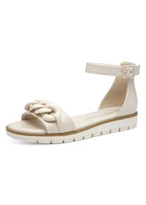 Marco Tozzi , Riemchensandale, Keilabsatz, Sommerschuh, Sandalette, mit Zierkette Ton in Ton , creme , 39 , 39 , Trendiges Modell mit verstellbarer...