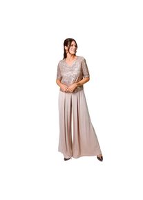 HERMANN LANGE Collection , Culotte-Overall, mit Pailleten und extra weitem Bein , sand , N-Gr , 44 -N-Gr , 44 , Overall von HERMANN LANGE