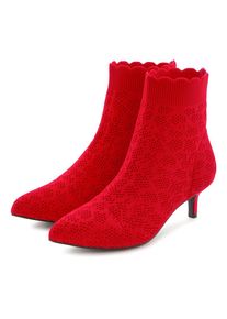 Lascana , Damen , Ankleboots &raquo;Sock Boot, &laquo; High Heel Stiefelette, Stiefel, kleiner Absatz & elastischer Spitze , rot , 38 , 38 , Sock Boots mit...