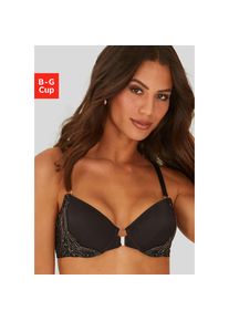 Lascana , Neckholder-BH, mit Vorderverschluss und Spitze in einem schimmernden Bronzeton , schwarz-bronzefarben , Cup D , 90 -Cup D , 90 ,...