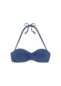 s.Oliver, Damen, B&uuml;gel-Bandeau-Bikini-Top &raquo;Rome&laquo; in Wickeloptik, blau, Cup E, 38 -Cup E, blau, In trendigen Unifarben