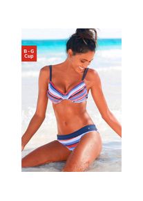 s.Oliver, Damen, B&uuml;gel-Bikini mit maritemen Streifen, blau-rot-gestreift, Cup C, 38 -Cup C, blau-rot-gestreift, Immer im Trend: Streifen