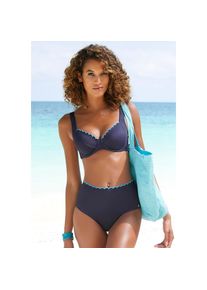 Lascana , Bügel-Bikini-Top »Camilla«, mit kontrastfarbenem Detail , marine , Cup E , 38 -Cup E , 38 , Trendige Muschelkante