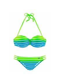 Venice Beach, Damen, B&uuml;gel-Bandeau-Bikini im trendigen Streifen-Look, t&uuml;rkis-gestreift, Cup D, 36 -Cup D, t&uuml;rkis-gestreift, Im trendigen Streifen-Look