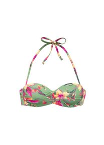 Lascana, Damen, B&uuml;gel-Bandeau-Bikini-Top &raquo;Malia&laquo; mit tropischem Print, salbei-pink bedruckt, Cup D, 34 -Cup D, salbei-pink bedruckt, Florales Design
