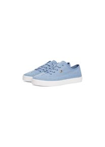 Tommy Hilfiger , Plateausneaker »WASHED CANVAS VULC SNEAKER«, Freizeitschuh, Halbschuh, Schnürer mit seitlicher Logoflagge , hellblau , 35 , 35 ,...