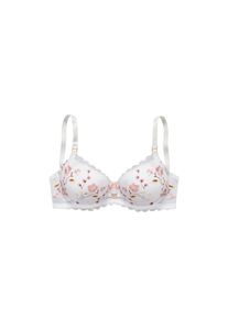 Lascana, Damen, Schalen-BH mit B&uuml;gel aus zarter Blumen-Stickereispitze, sexy Dessous, wei&szlig;-rosenholz, Cup D, 70 -Cup D, wei&szlig;-rosenholz, Verspielter 