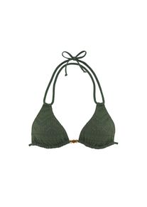 Lascana, Damen, Triangel-Bikini-Top &raquo;Omara&laquo; mit Lochstickerei, oliv, Cup C/D, 42 -Cup C/D, oliv, Modische Strukturware