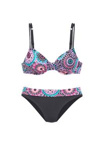 Lascana, Damen, B&uuml;gel-Bikini mit kontrastfarbigen B&auml;ndern, lila bedruckt, Cup C, 44 -Cup C, lila bedruckt, Kaleidoskop Design - jedes Teil ein Unikat