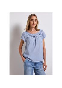 Street One , Kurzarmbluse im Streifen-Look , original blue , 44 , 44 , Gestreifte Baumwoll-Bluse von Street One