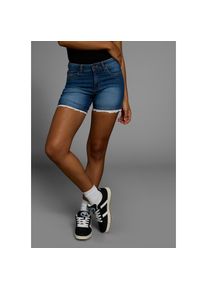 Kangaroos , Jeansshorts, mit Spitze , blue used , N-Gr , 32 -N-Gr , 32 , Figurbetonte Jeansshorts für eine schlanke Silhouette mit Spitze