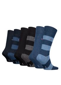 Tommy Hilfiger, Herren, Socken &raquo;TH MEN RUGBY SOCK 6P ECOM&laquo; 6 Paar, 3x gestreift, 3x unifarben, Rippenb&uuml;ndchen, Logo-Flag, blue combo, 39-42, blue 