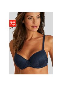 Lascana , Schalen-BH »Luciana« aus zarter Spitze, Dessous , dunkelblau , Cup E , 100 -Cup E , 100 , Wunderschöner Schalen-BH mit leicht wattierten...