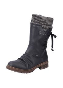 Rieker, Damen, Winterstiefel , Winterboots, Profilsohle, Warmfutter, mit -TEX, schwarz, 38, schwarz, Modische Zierschn&uuml;rung am Schaft