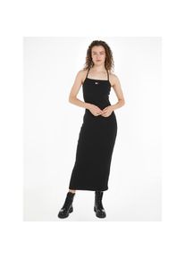 Tommy Jeans , Jerseykleid »TJW STRAPPY BADGE RIB DRESS«, mit Trägern, Rippware, Logo-Badge , Black , N-Gr , M (38) -N-Gr , M (38) , Jerseykleid mit...