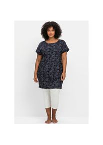 sheego , Damen , Shirtkleid »Shirtkleid« , marine bedruckt , Normalgrößen , 44/46 -Normalgrößen , 44/46