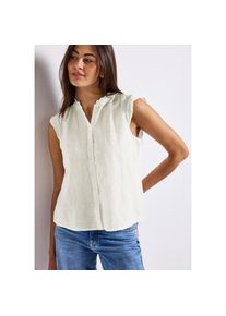 Street One , Hemdbluse, ärmellos, mit Rüschen , off white , 44 , 44 , Leinenmix-Bluse mit Rüschen von Street One