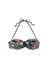 Venice Beach, Damen, Bandeau-Bikini-Top &raquo;Summer&laquo; mit geraffter Mitte, schwarz-bedruckt, Cup B, 38 -Cup B, schwarz-bedruckt, Sommerlicher Print