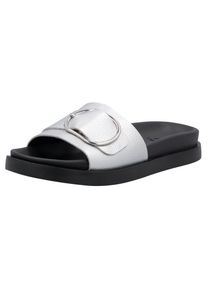 RIEKER Sport , Pantolette, Sommerschuh, Strandschuh, Urlaubschuh, Hausschuh mit Zierschnalle , silberfarben , 38 , 38 , Pantolette für...