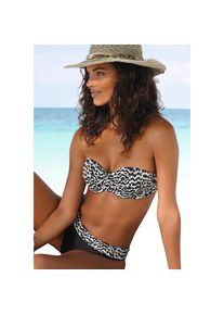 Lascana , Bügel-Bandeau-Bikini-Top »Clara« mit Wickeloptik , schwarz-creme , Cup B , 40 -Cup B , 40 , Im modischen Design