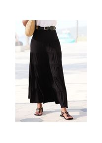 Beach Time Beachtime, Damen, Maxirock mit Volants, elastischer Jerseyrock, Strandrock, schwarz, 32/34, schwarz, Mit weich flie&szlig;enden Volants