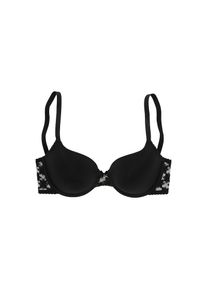 Lascana, Damen, Schalen-BH mit R&uuml;cken aus blumiger, elastischer Spitze, Dessous, schwarz, Cup D, 70 -Cup D, schwarz, T-Shirt-BH von Lascana mit 