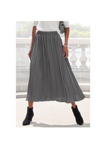 Lascana, Damen, Maxirock mit Plisseefalten, edel gl&auml;nzende Ware, anthrazit, 36, anthrazit, Faltenrock aus edel gl&auml;nzender Ware