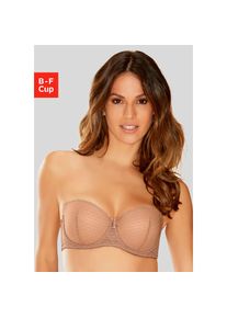Nuance , Schalen-BH, mit Bügel aus Spitze mit abnehmbaren, transparenten Trägern, Dessous , nougat , Cup F , 75 -Cup F , 75 , Trägerloser...