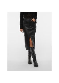 V&eacute;ro Moda Vero Moda, Damen, Lederimitatrock &raquo;VMVERI HR CALF PL SKIRT NOOS&laquo;, Black, S (36), Black, Beschichteter Rock von Vero Moda in Midil&auml;nge