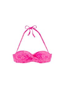Venice Beach, Damen, B&uuml;gel-Bandeau-Bikini-Top &raquo;Moloka&laquo; Abnehmbare Tr&auml;ger, pink bedruckt, Cup D, 36 -Cup D, pink bedruckt, Floraler Druck - Ton in Ton