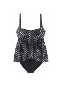 Lascana, Damen, Badeanzug mit gerafftem Oberteil und Shaping-Effekt, schwarz-wei&szlig;, Cup C, 38 -Cup C, schwarz-wei&szlig;, Neue Form in Tankini-Optik