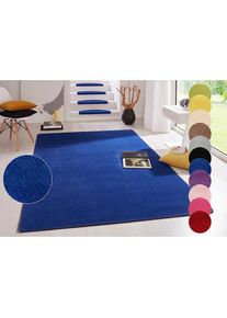 Hanse Home , Teppich »Fancy« rechteckig 7 mm Höhe Kurzflor, Läufer, uni, gekettelt, Wohnzimmer, Schlafzimmer, Esszimmer , blau , Obermaterial: 100%...