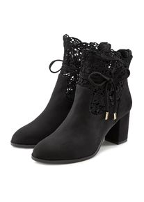 Lascana, Damen, High-Heel-Stiefelette mit modischer Spitze und bequemen Blockabsatz, Ankle Boot, Stiefel, schwarz, 42, schwarz, Mit tollem femininen 