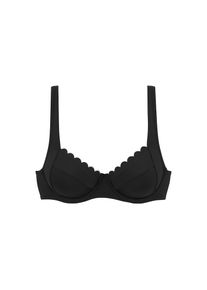 Lascana, Damen, B&uuml;gel-Bikini-Top &raquo;Camilla&laquo; mit kontrastfarbenem Detail, schwarz, Cup E, 38 -Cup E, schwarz, Trendige Muschelkante