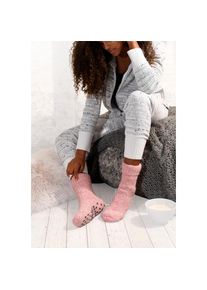 Lavana , ABS-Socken, (Packung, 1 Paar), aus Strick mit rutschfester Sohle , rosa , 35-38 , 35-38 , Antirutschsocken mit Wolle