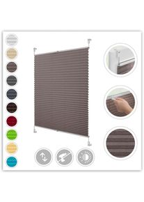 LICHTBLICK ORIGINAL , Plissee »Klemmfix« Lichtschutz ohne Bohren verspannt Faltenstore , taupe + weiß , Obermaterial: 100% Polyester , 130 cm