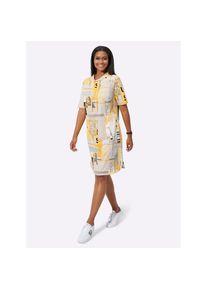 Inspirationen , Damen , Sweatkleid »Shirtkleid« , ocker-sand-bedruckt , Normalgrößen , 38 -Normalgrößen , 38 , figurschmeichelnder Schnitt