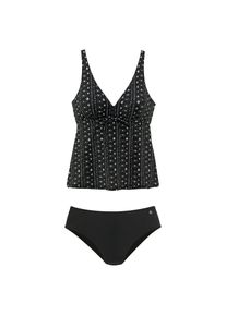 Lascana, Damen, B&uuml;gel-Tankini mit grafischem Print, schwarz-creme, Cup E, 40 -Cup E, schwarz-creme, Toller Print der Marke Lascana