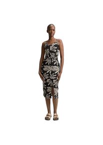 Tom Tailor Denim , Midikleid, mit grafischem Muster und Spaghetti-Trägern , abstract black beige , N-Gr , M (38) -N-Gr , M (38) , Midi-Kleid mit...