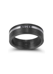 Kingka , Partnerring »Carbon, CR022BKS2,3,4,5,6,7,8,9,10«, mit Zirkonia (synth.) , schwarz-edelstahlfarben + schwarz , 64 , Hochwertiger Partnerring