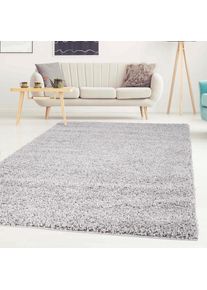 Carpet City, Hochflor-Teppich &raquo;Shaggi uni 500&laquo; rechteckig 30 mm H&ouml;he L&auml;ufer, Shaggy, Uni, Langflor, weich, Wohnzimmer, Schlafzimmer, Kinder, grau, 