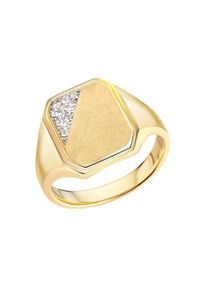 Firetti, Damen, Fingerring &raquo;Schmuck Geschenk Silber 925 Herrenring Silberring Siegelring&laquo; mit Zirkonia (synth.), gelbgoldfarben-silberfarben-