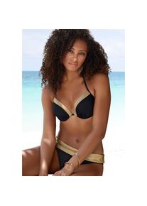 Lascana , Push-Up-Bikini-Top »Elodie«, mit trendigem Materialeinsatz , schwarz-goldfarben , Cup C , 34 -Cup C , 34 , Unifarbe mit goldfarbenen...