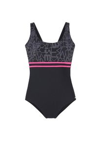 Venice Beach, Damen, Badeanzug mit trendigem Logoprint und Shaping-Effekt, schwarz-grau, N-Gr, 52 -N-Gr, schwarz-grau, Sportlicher Ringerr&uuml;cken