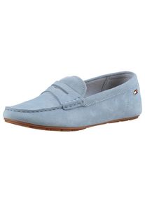 Tommy Hilfiger , Slipper »FLAG SOFT SUEDE DRIVER LOAFER« , Schlupfschuh, Bequemschuh, Mokassin, Flats mit modischen Zierriegel , hellblau , 41 , 41...