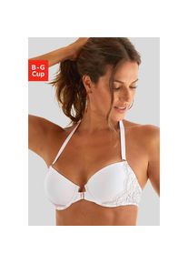 Lascana , Neckholder-BH, mit Vorderverschluss und Spitze in einem schimmernden Bronzeton , weiß-bronzefarben , Cup D , 75 -Cup D , 75 , Femininer...