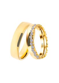 DOOSTI, Damen, Trauring &raquo;Schmuck Geschenk Silber 925 Trauring Ehering Partnerring LIEBE&laquo; wahlweise mit oder ohne Zirkonia, gelbgoldfarben, 