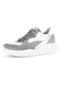 Gabor , Keilsneaker, Freizeitschuh, Halbschuh, Schnürschuh im modischen Materialmix , grau-silberfarben-weiß , 42 , 42 , Keilsneaker mit modischen...