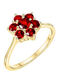 Firetti, Damen, Fingerring &raquo;Schmuck Geschenk Gold 333 Fingerring Damenring Blume&laquo; mit Granat, gelbgoldfarben-dunkelrot, gelbgoldfarben-dunkelrot, Sag 